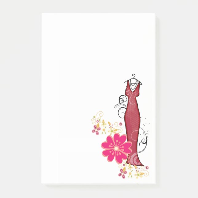 Notes Red Dress Floral Flowers Dress Maker (Front)