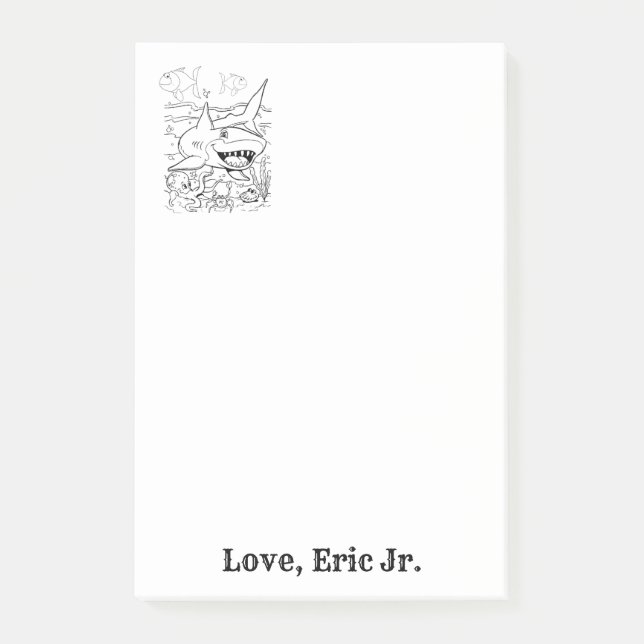 Notes Shark Fish Colouring Post it Note (Front)