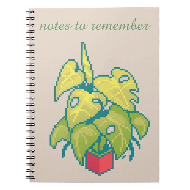 Notes to remember, Monstera , pixel art Notebook (Front)