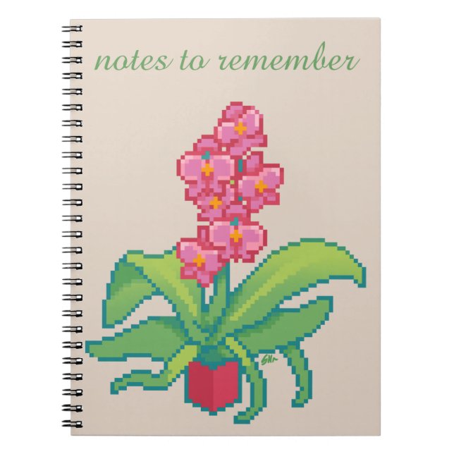 Notes to remember, orchid , pixel art notebook (Front)