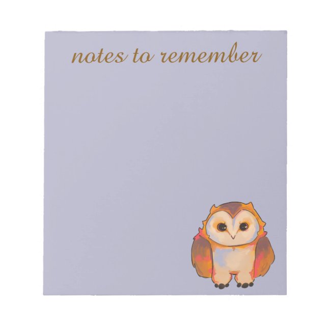 Notes to remember owl. (Front)