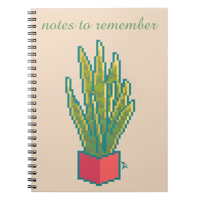 Notes to remember, snake plant, pixel art notebook (Front)