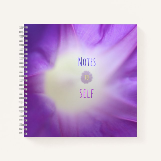 "Notes to Self" Purple Morning Glory Notebook (Front)