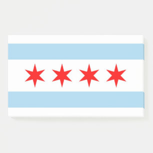 Notes with flag of Chicago, Illinois, USA