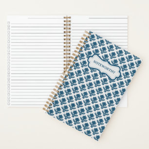 Noteworthy Blue & White French Tapestry Checklist Notebook