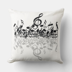 Nothin' But Treble Black Music Notes Pillow