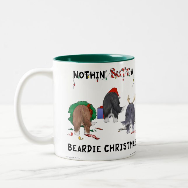 Nothin' Butt A Beardie Christmas Two-Tone Coffee Mug (Left)