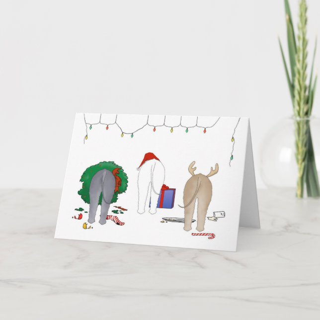 Nothin' Butt A Bedlington Christmas Holiday Card (Front)