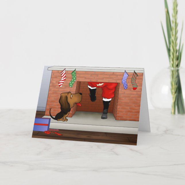Nothin' Butt A Bloodhound Christmas Holiday Card (Front)