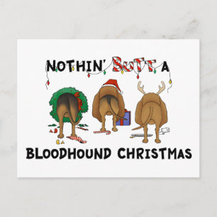 Nothin' Butt A Bloodhound Christmas Holiday Postcard
