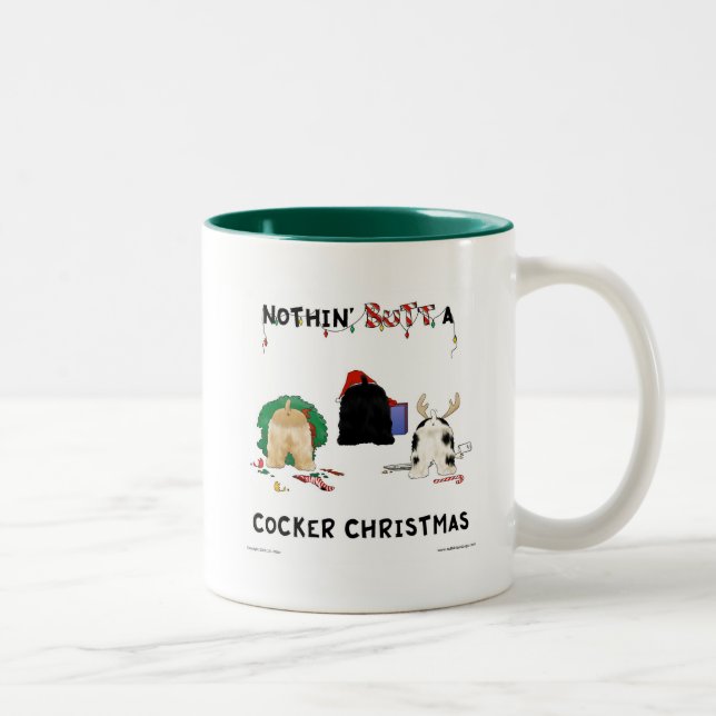Nothin' Butt A Cocker Christmas Two-Tone Coffee Mug (Right)
