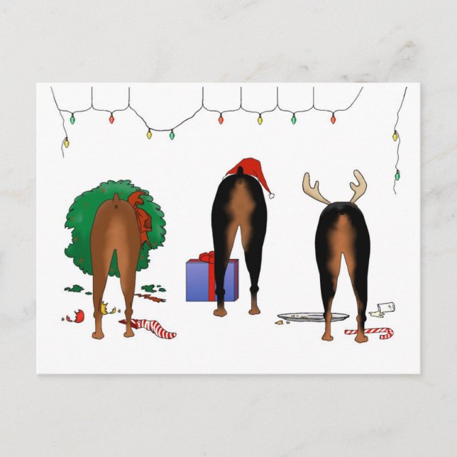 Nothin' Butt A Doberman Christmas Holiday Postcard (Front)