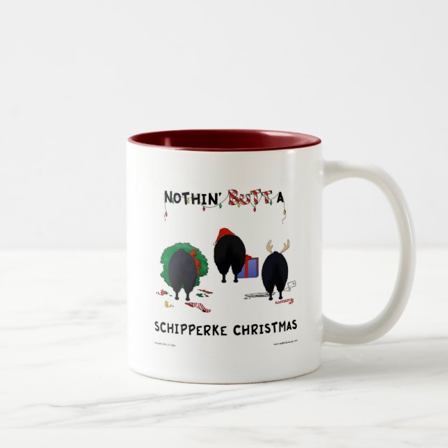 Nothin' Butt A Schipperke Christmas Two-Tone Coffee Mug (Right)