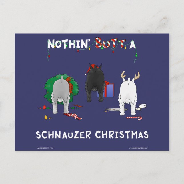 Nothin' Butt A Schnauzer Christmas Holiday Postcard (Front)