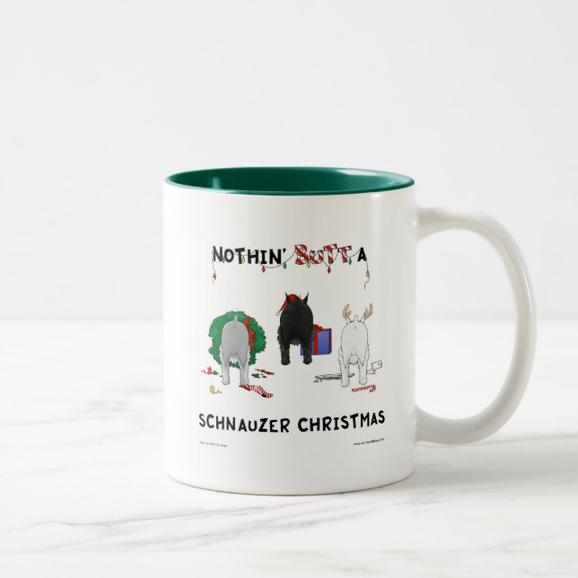 Nothin' Butt A Schnauzer Christmas Two-Tone Coffee Mug (Right)