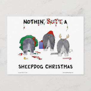 Nothin' Butt A Sheepdog Christmas Holiday Postcard