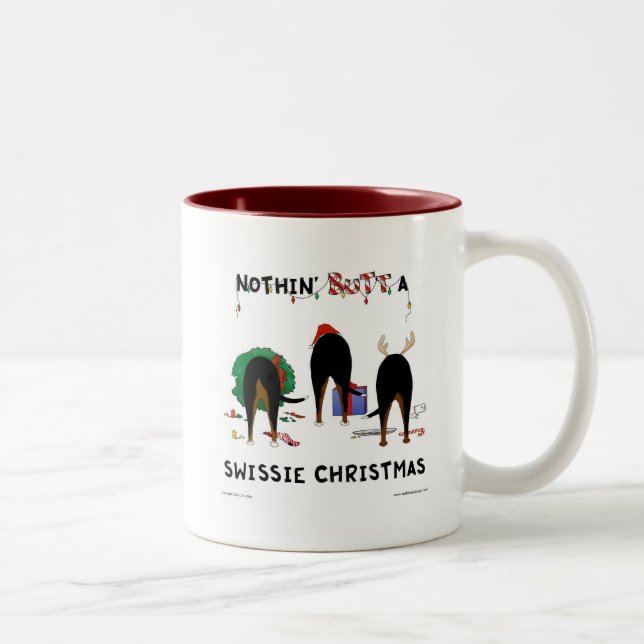 Nothin' Butt A Swissie Christmas Two-Tone Coffee Mug (Right)