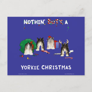Nothin' Butt A Yorkie Christmas Holiday Postcard