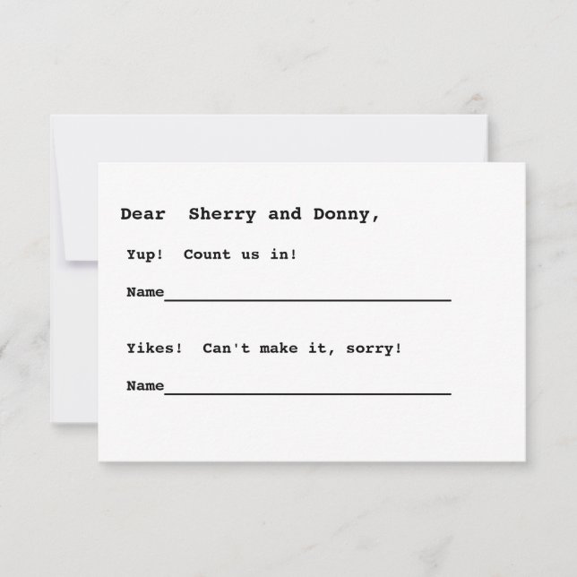 Nothin' fancy RSVP Card (Front)