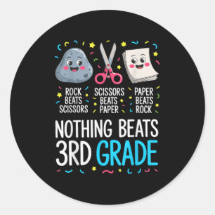 Nothing Beats 3rd Grade Funny Back To School Kids Classic Round Sticker