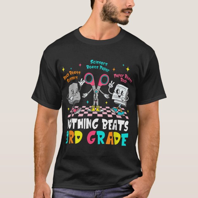 Nothing Beats 3Rd Grade Rock Paper Scissors  T-Shirt (Front)