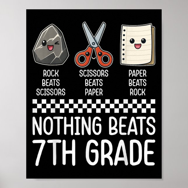 Nothing Beats 7th Grade Funny Back To School Kids  Poster (Front)