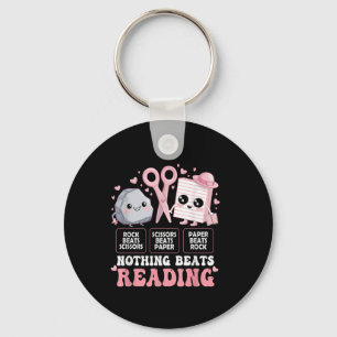 Nothing Beats Reading Book Librarian Rock Paper Sc Key Ring