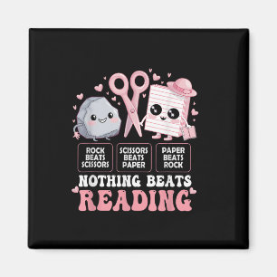 Nothing Beats Reading Book Librarian Rock Paper Sc Magnet