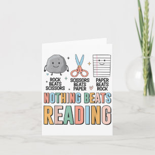 Nothing Beats Reading Rock Paper Scissors Funny Bo Card