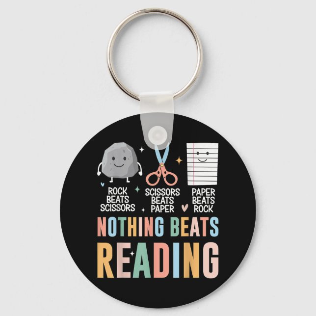 Nothing Beats Reading Rock Paper Scissors Funny Bo Key Ring (Front)