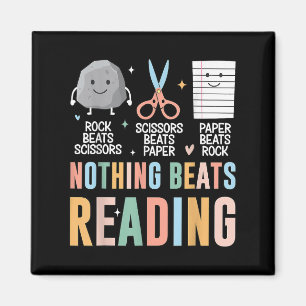 Nothing Beats Reading Rock Paper Scissors Funny Bo Magnet