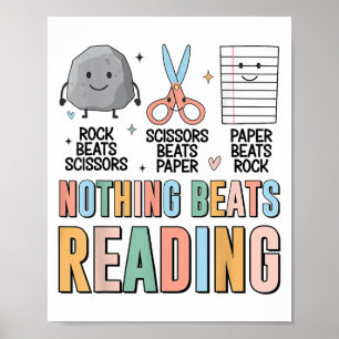 Nothing Beats Reading Rock Paper Scissors Funny Bo Poster