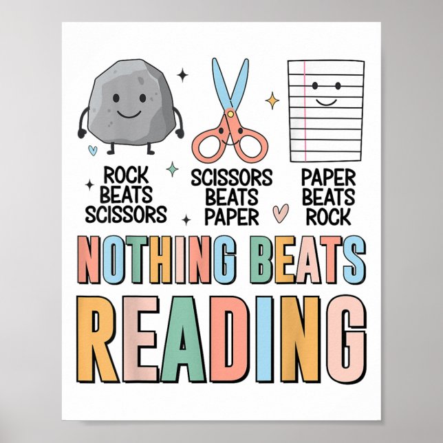 Nothing Beats Reading Rock Paper Scissors Funny Bo Poster (Front)