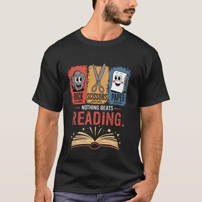 Nothing Beats Reading Rock Paper Scissors Reader F T-Shirt (Front)