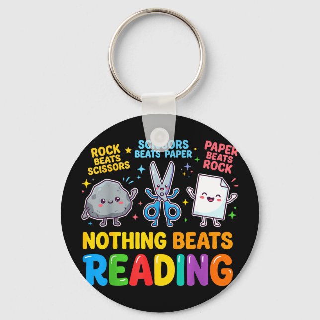 Nothing beats reading rock paper scissors reading key ring (Front)