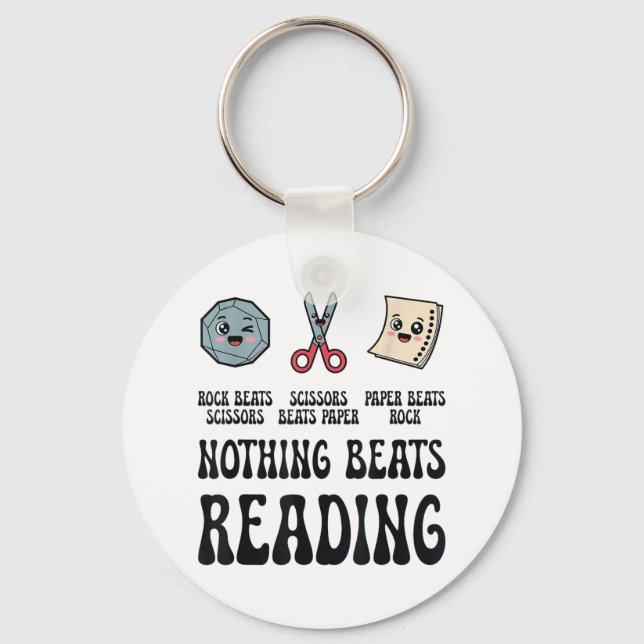 Nothing Beats Reading Rock Paper Scissors Reading  Key Ring (Front)