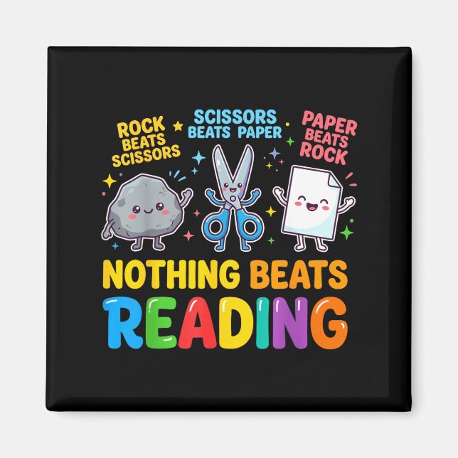 Nothing beats reading rock paper scissors reading magnet (Front)