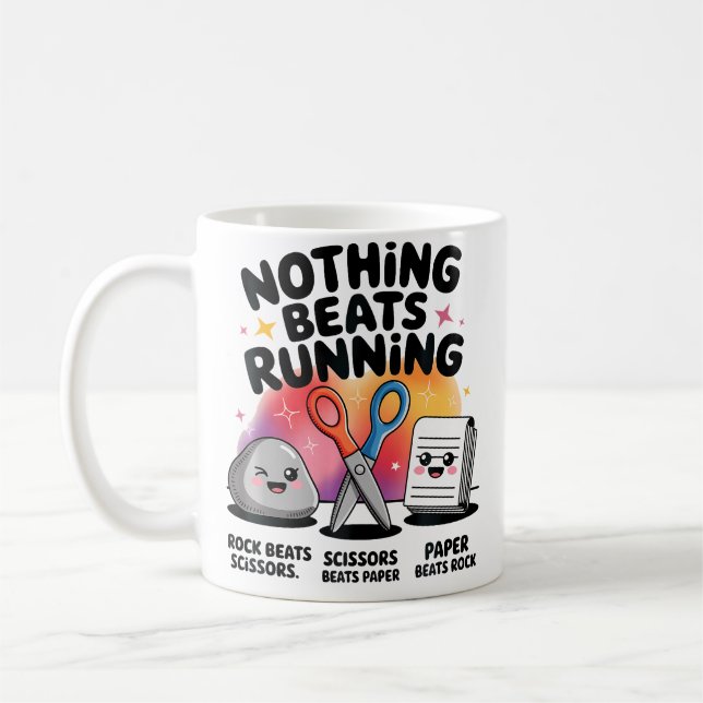 Nothing Beats Running Rock Paper Scissors Runner Coffee Mug (Left)