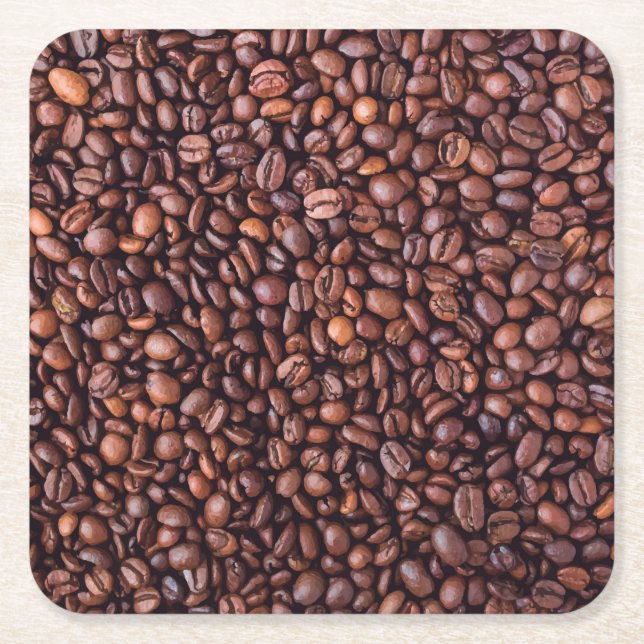 Nothing But Coffee Beans Square Paper Coaster (Front)