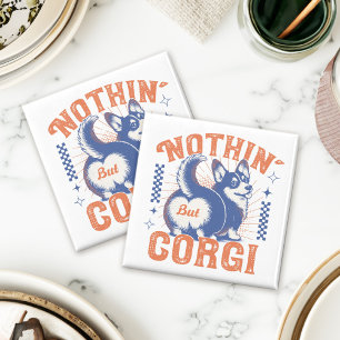 Nothing But Corgi - Retro Orange and Navy Funny Magnet