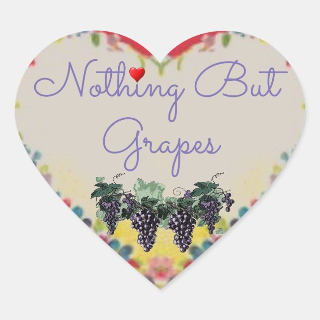 Nothing But Grapes Heart Sticker (Front)
