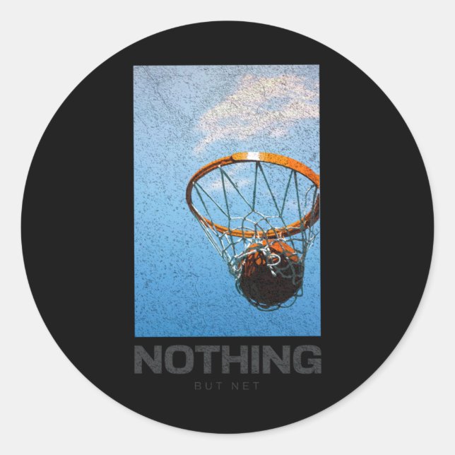 Nothing But Net Basketball Minimalist Hoop Sky Des Classic Round Sticker (Front)