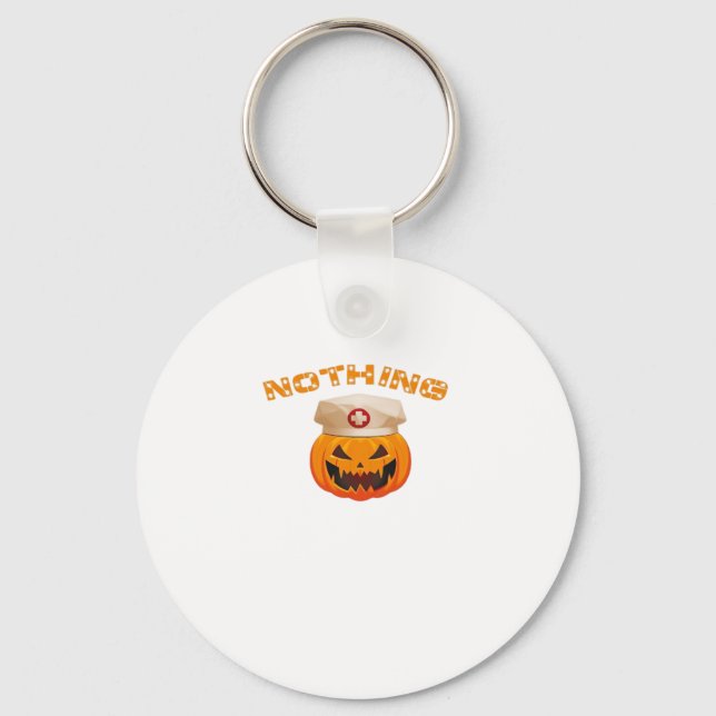 Nothing Can Scare A Nurse, Halloween Spooky Pumpki Key Ring (Front)