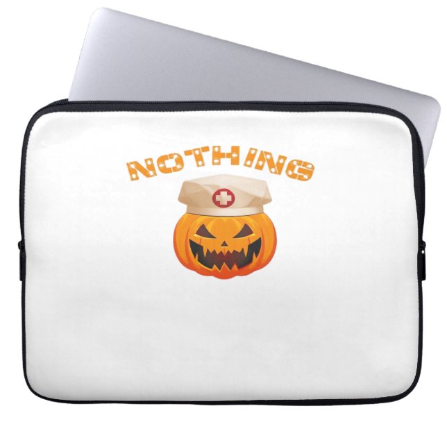 Nothing Can Scare A Nurse, Halloween Spooky Pumpki Laptop Sleeve (Front)