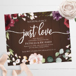Nothing Fancy Budget Rustic Wedding Invitations<br><div class="desc">Beautiful and inexpensive burgundy floral on rustic wood background wedding invitations. Easy to personalise with your details. PLEASE NOTE: The envelopes are NOT INCLUDE; affordable A7 envelopes are available to purchase separately. CUSTOMIZATION: If you need design customisation, please contact me throw the chat; if you need information about your order,...</div>