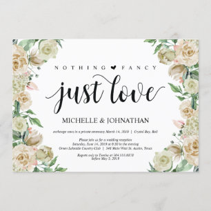 nothing fancy, Elopement Reception Invitation Card
