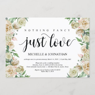 nothing fancy, Elopement Reception Invitation Card