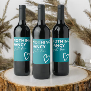 Nothing Fancy Just Love 70s Retro Wedding Wine Label
