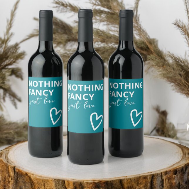 Nothing Fancy Just Love 70s Retro Wedding Wine Label (Nothing Fancy Just Love Minimalist Bold Modern Wedding Wine Labels from Ricaso. Retro 70s colors)