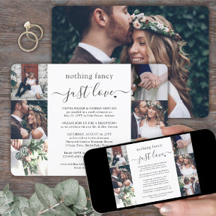 Nothing Fancy Just Love 7 Photo Wedding Reception Invitation